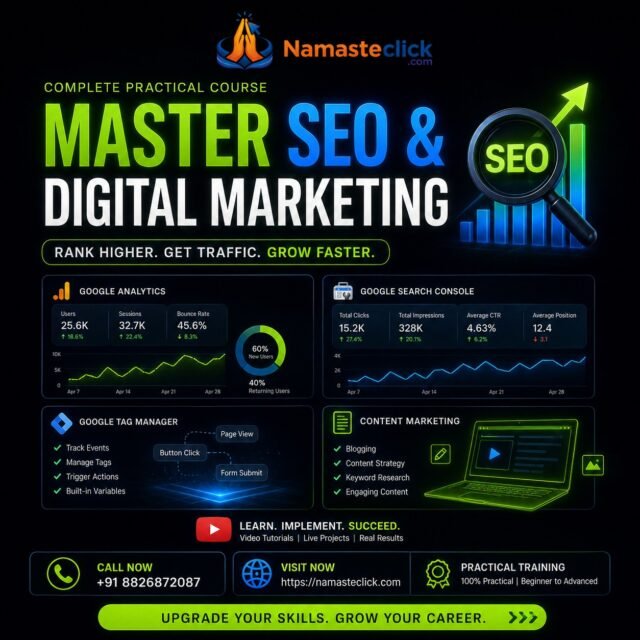 Digital Marketing With AI Full Course 2026 Updated. Digital Marketing Syllabus with AI – Fees, Course & Jobs

Are you looking for AI Digital Marketing Full AI Course with (2026 Edition)

Ready to future-proof your marketing skills? Here’s what a complete AI-powered Digital Marketing course in 2026 looks like 👇

📌 What You’ll Learn:
✨ Fundamentals of Digital Marketing
✨ AI Tools for Marketing (ChatGPT, automation, personalization)
✨ Social Media Marketing (Instagram, LinkedIn, YouTube growth)
✨ SEO + AI-driven content strategies
✨ Paid Ads (Meta, Google Ads with AI optimization)
✨ Email Marketing & AI Automation
✨ Content Creation with Generative AI
✨ Data Analytics & Predictive Marketing

🧠 Why AI Matters in 2026:
✔ Smarter audience targeting
✔ Faster content creation
✔ Higher ROI with automation
✔ Real-time data-driven decisions

🛠 Top Tools You’ll Master:
🔹 ChatGPT & AI Copywriting
🔹 Canva AI & Creative Tools
🔹 Google Analytics 4
🔹 Meta Ads Manager
🔹 Automation tools (Zapier, HubSpot AI)

💼 Career Opportunities:
👉 Digital Marketing Specialist
👉 AI Marketing Strategist
👉 Social Media Manager
👉 Performance Marketer
👉 Freelancer / Agency Owner

🔥 Who Should Join?
✔ Students & Freshers
✔ Business Owners
✔ Freelancers
✔ Marketing Professionals

📈 2026 is all about AI + Marketing = Growth

Start learning today & stay ahead of the curve! 💡

#AIMarketing #DigitalMarketing2026 #LearnAI #MarketingSkills #FutureOfWork #aitools